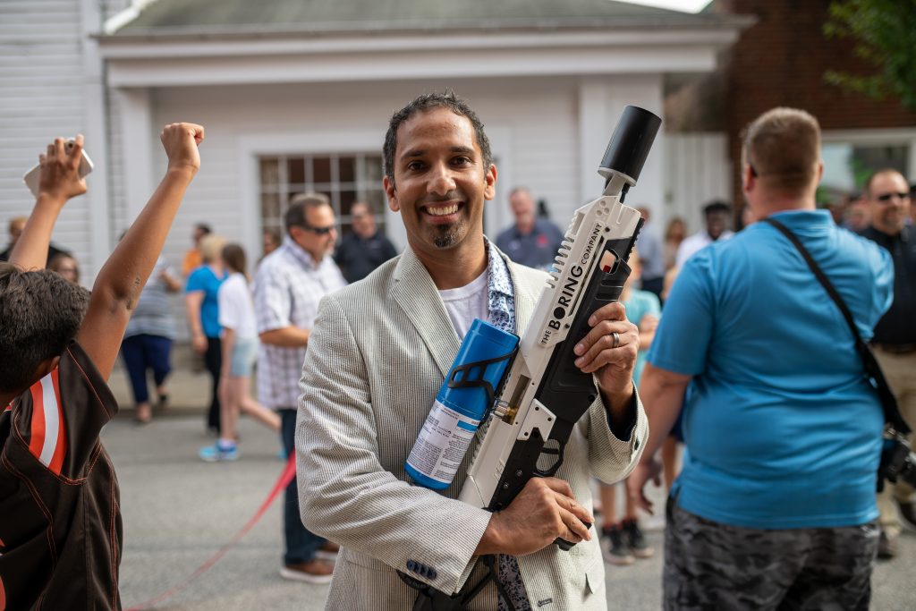 Boring Company Flamethrower Ribbon Cutting